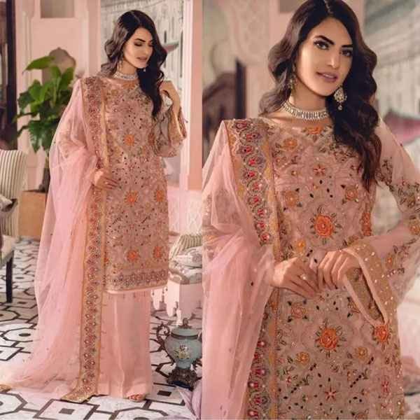 High Quality Fabric Heavy Embroidery Work Semi stitched Georgette Three Piece Shalwar Kameez